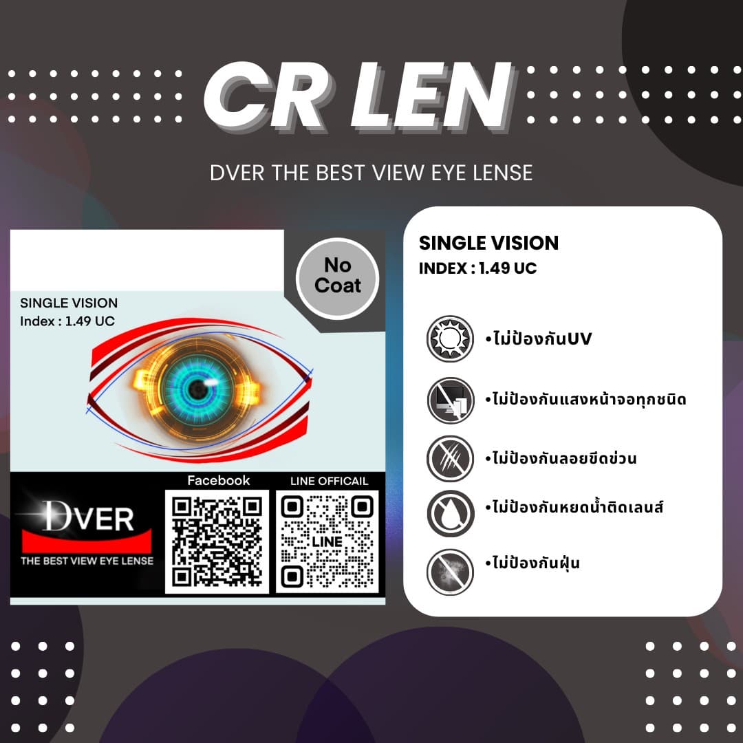 1.499 CR UC DIA:65MM (SPH +6.00 ถึง -6.00 / CYL -0.25 ถึง -2.00) จำหน่ายเป็นข้าง - ภาพที่ 2